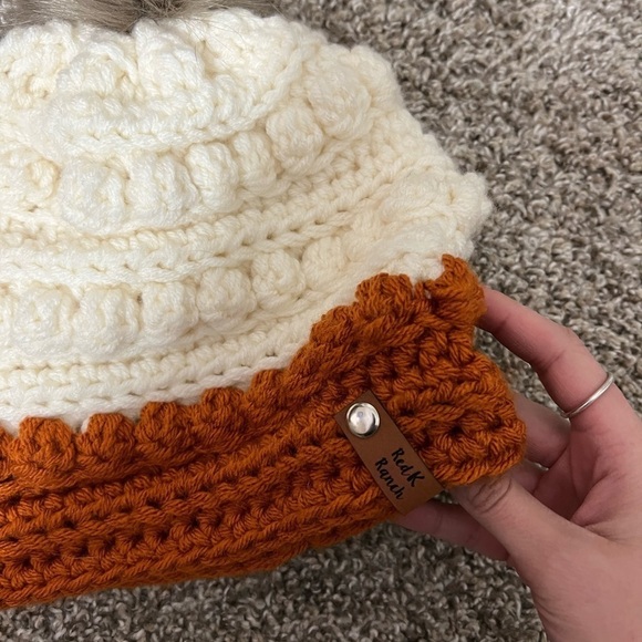 Red K Ranch Hand Made Pom Pom Knit Beanie - Picture 2 of 5
